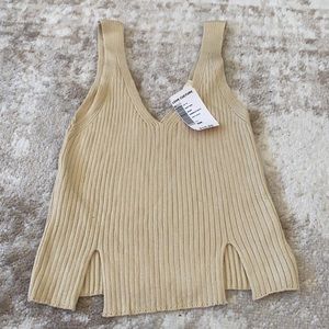 Cream beige rib tank top